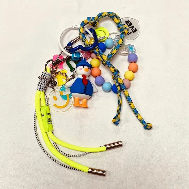 Fashionable Ins Rainbow Beads Novel Hanging Chain Ropes Key Bag Pendant For Men And Women Jewelry Accessories 251023