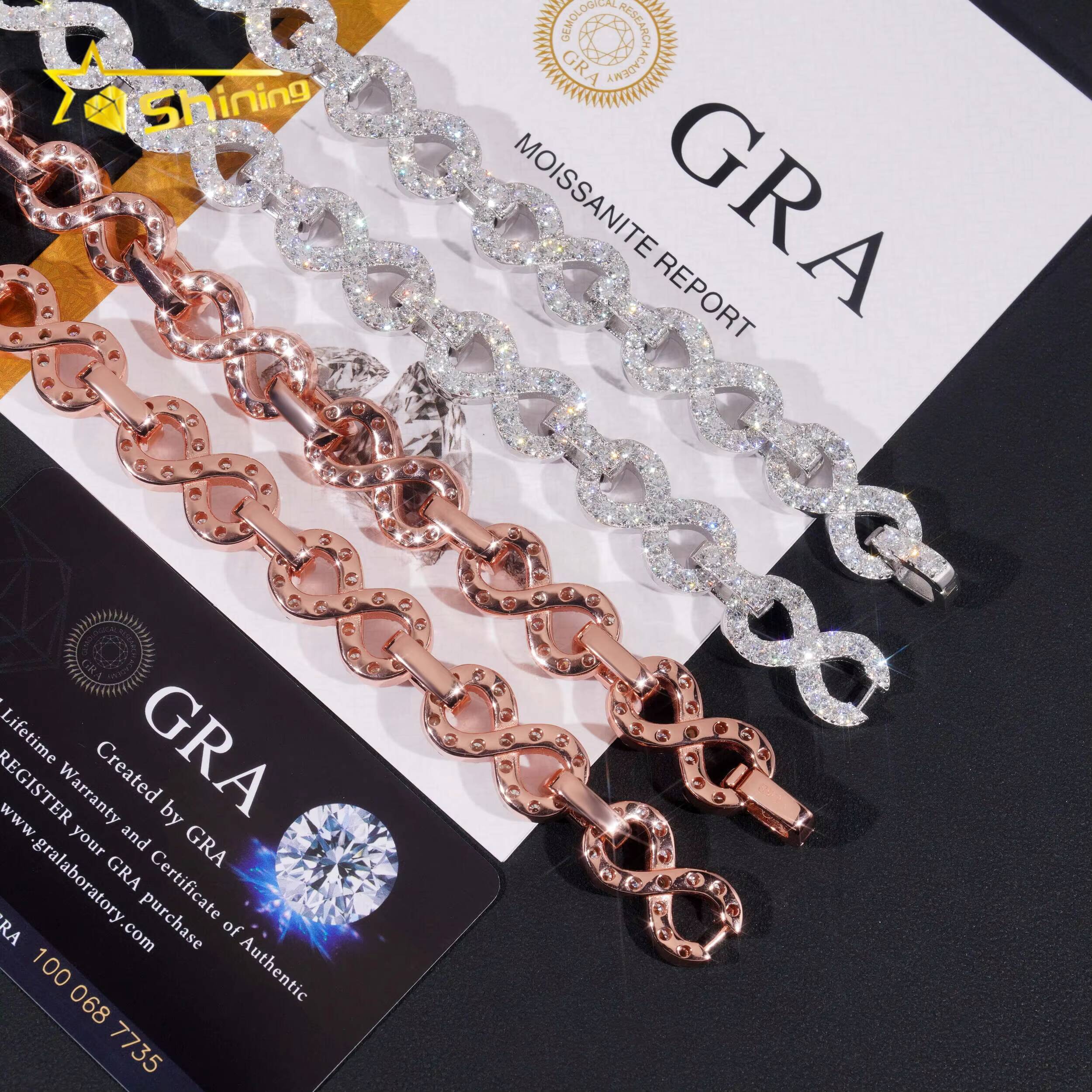 Sterling Silver 925 Fine Jewelry Pass Diamond Vvs Moissanite Hip Hop Iced Out Jewelry Lab Diamond Cuban Link Chain