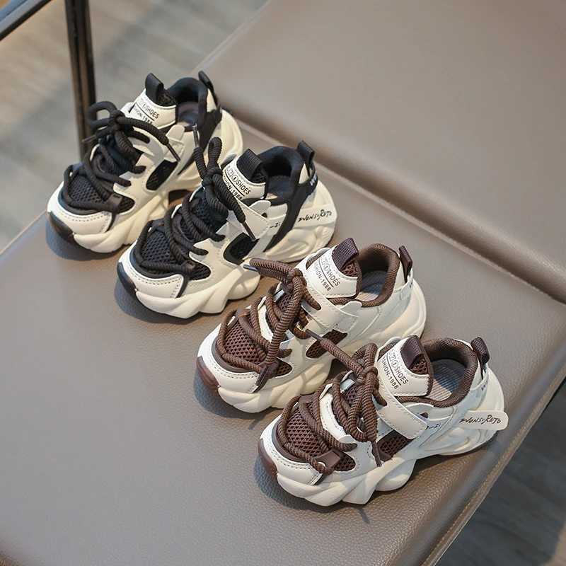 2024 New Girls Sneakers Color Matching Soft Laceup Color Matching Soft Breatheable Children Mesh Sport Shoes for Boys Nonslip S251027