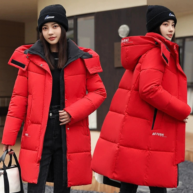 WomenS Winter Down Cotton Jacket Warm Thicken Padded Korean Loose Plus Size Parkas Outwear Long Coat 251027
