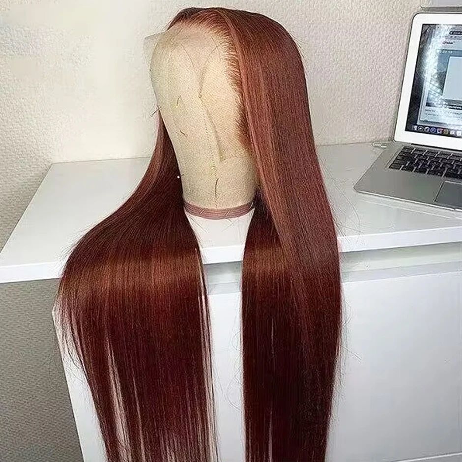 Bone Straight, Deep Wave Patterned HD Lace Frontals for Full Head Coverage | Rich Burgundy Shade