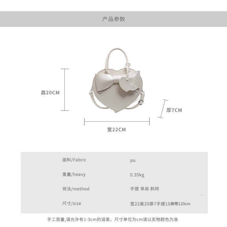 Free shipping designer bag High-end Bowknot Spring Summer New Cute Heart Bag Handheld Versatile Shoulder Crossbody Bag