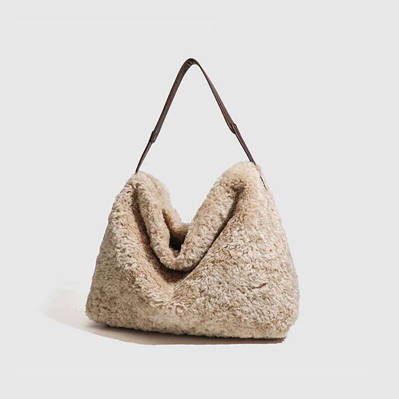 Designer Luxury New Fashion Autumn Winter Bags Women S Soft Plush Shoulder Faux Lamb Wool Handbag Large Commute Work Female Tote Bag