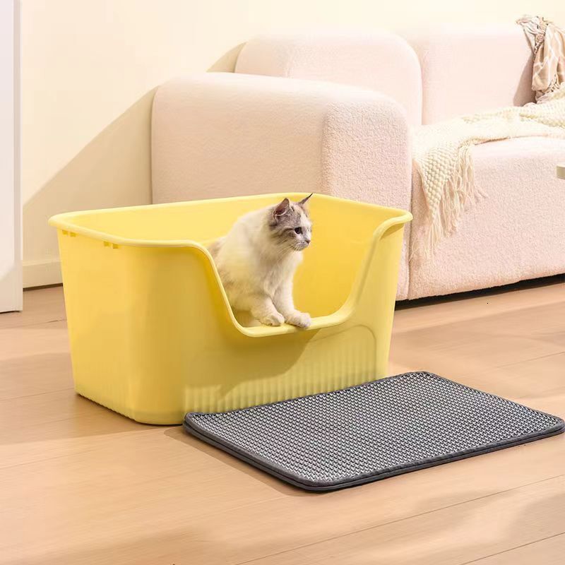 Huge Extra Large Anti-Splash Elevated Semi-Enclosed Open Container Cat Litter Box for Maine Coon Cats Supplies