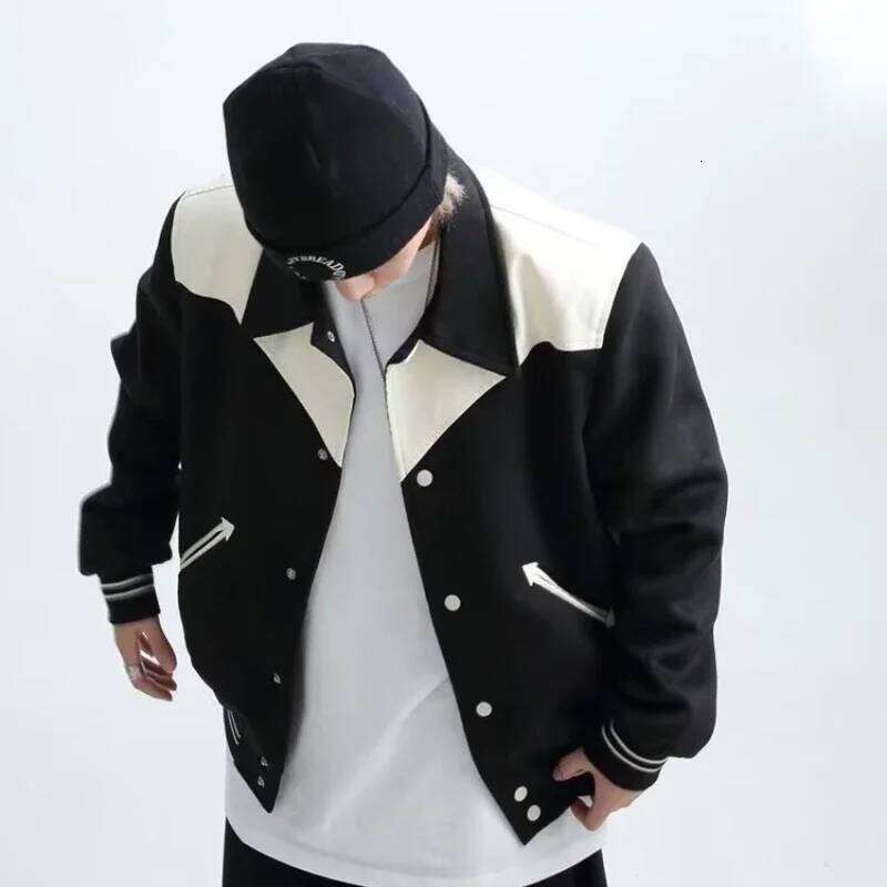 Youth Fashion Lapel, Daily Wear, Long Sleeved Jacket, Men's Artistic, Autumn Winter Fashion, Cool and Handsome Motorcycle Su