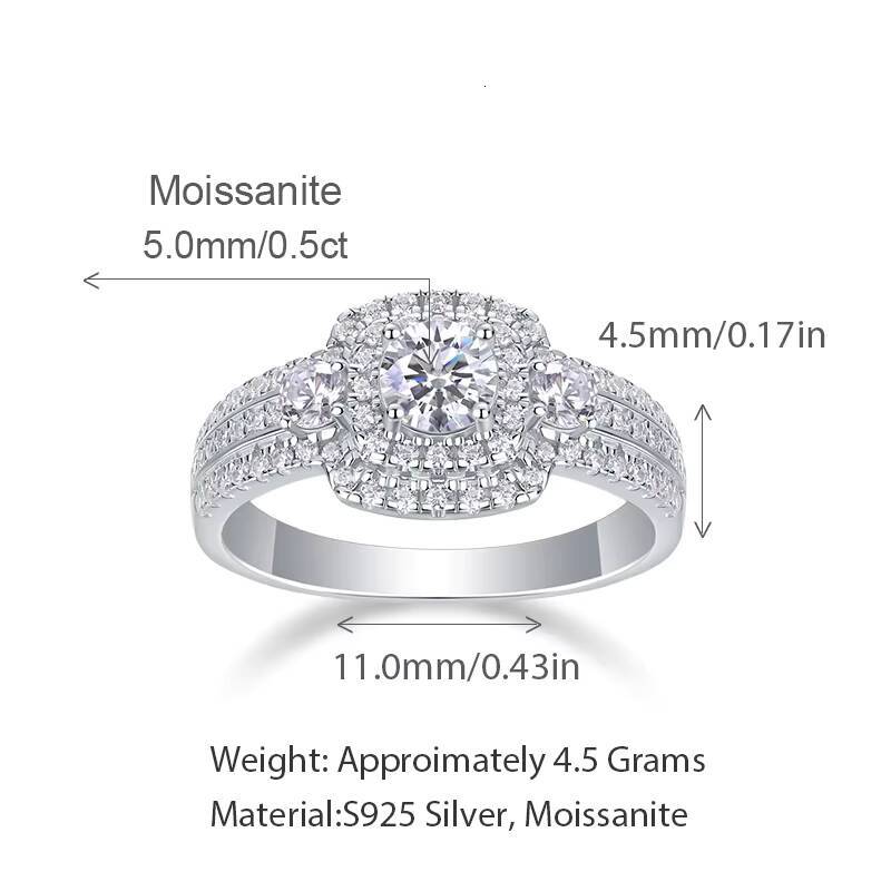 05CT Romantic and Gorgeous 925 Silver GRA Moissanite Jewelry Ring VVS1 Engagement and Wedding Fine Moissanite Rings