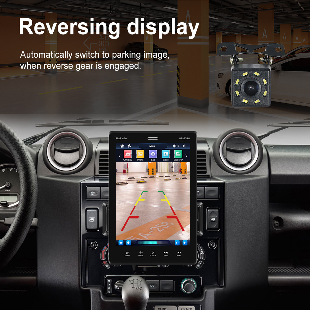 9.5 inch MP5 Vertical Screen Telescopic Car Stereo CarPlay Player Android Auto MP5 Player Mirror Link With Rearview Camera
