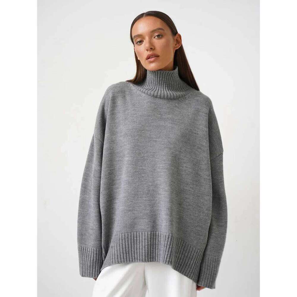 Blubelle Autumn Winter Women's Oversized Turtleneck Sweater Casual Warm Solid Basic Loose Knitted Jumper Pullover Designer Sweater Women Women Sw