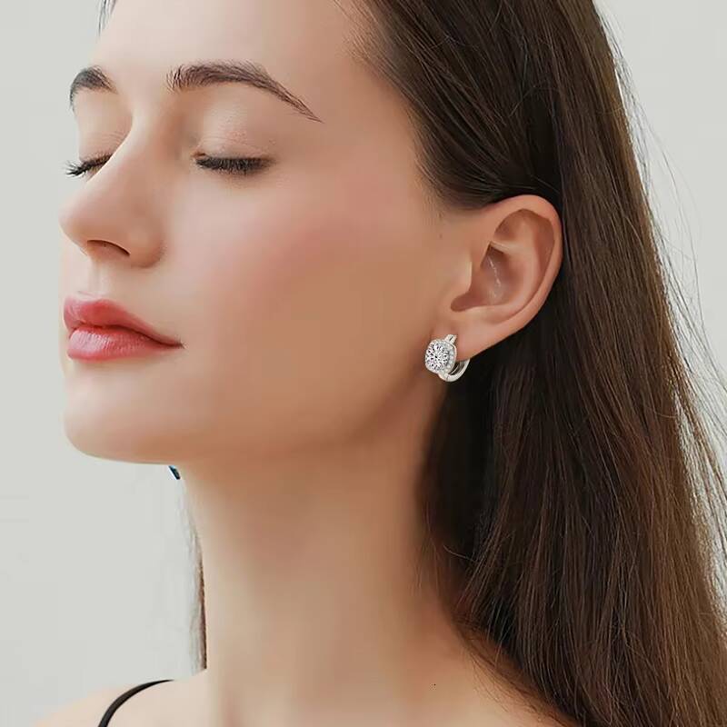 Sparkling Wedding Jewelry 925 Sterling Silver 65mm D112CT Luxury Halo Full Moissanite Diamond Hoop Earrings for Women Girls