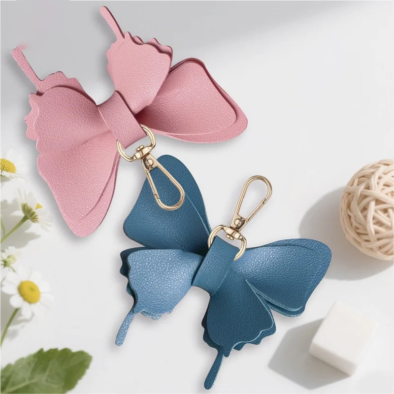 Butterfly key pendant Korean PU leather butterfly bag charm luggage accessories car keychain charm 251021