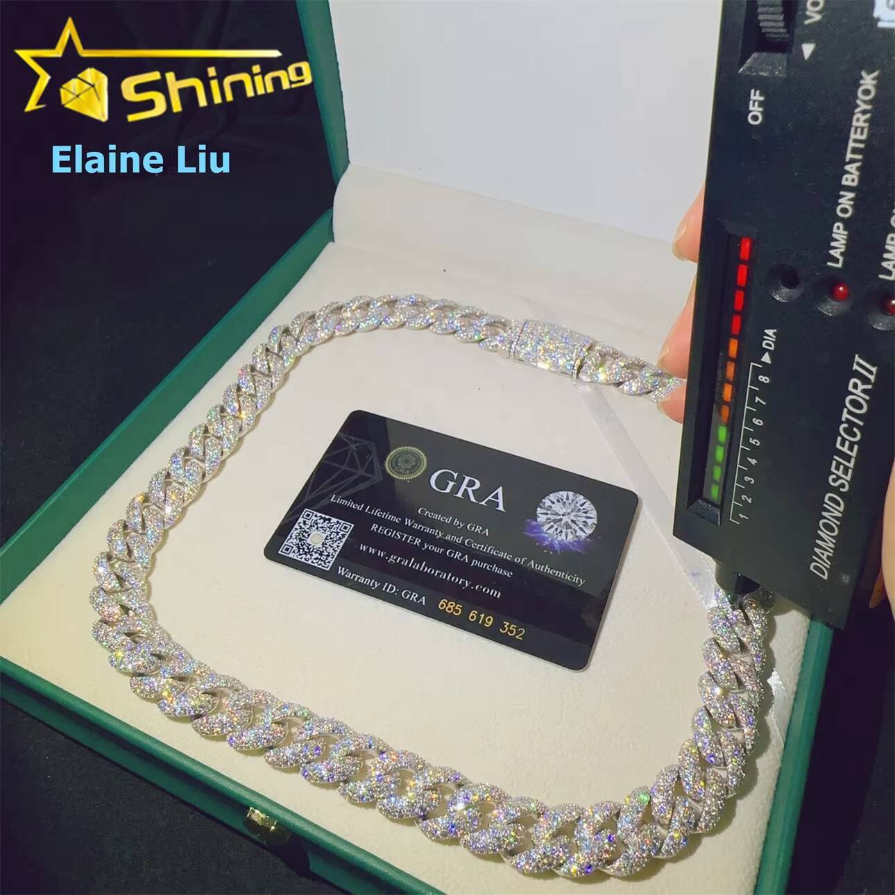 Hip Hop Custom Diamond 14MM 925 Sterling Silver Iced Out Fine Jewelry High Quality Moissanite Cuban Link Chain Necklace