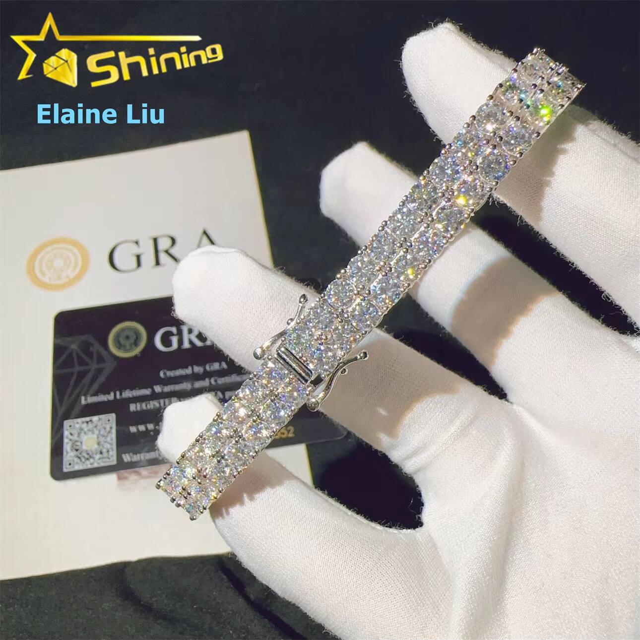 8mm Sterling Silver 925 Iced Out VVS Moissanite Diamond Luxury Hip Hop Fine Jewelry Tennis Bracelet Tennis Chain Bracelet