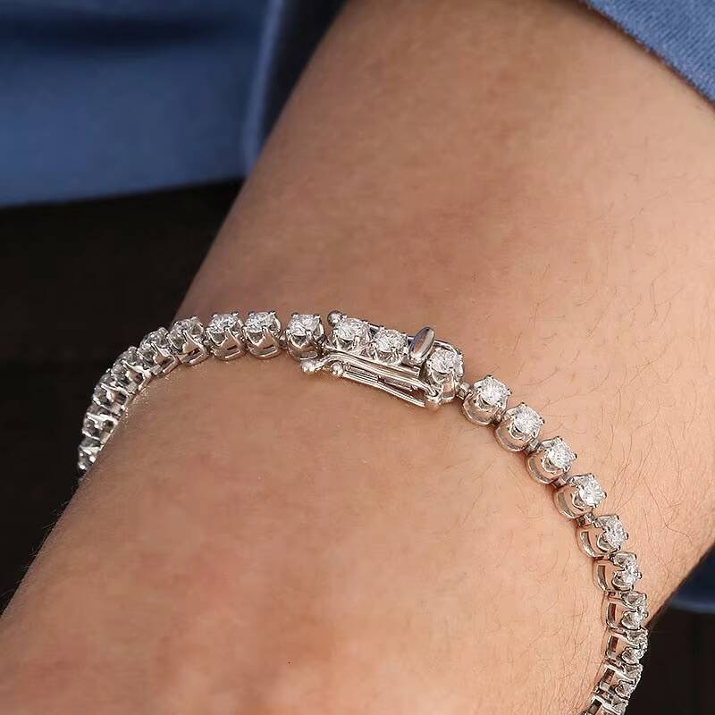 Luxury Hip Hop Jewelry 10K 14K 18K Solid Gold 3mm 4mm Iced Moissanite Tennis Bracelet