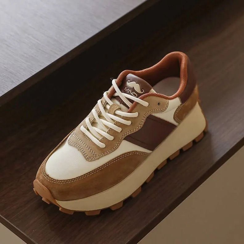 Mirinda Genuine Leather Retro Forrest Gump Shoes 2025 New Couple Thick-Soled Lightweight Sports Casual Dad Shoes