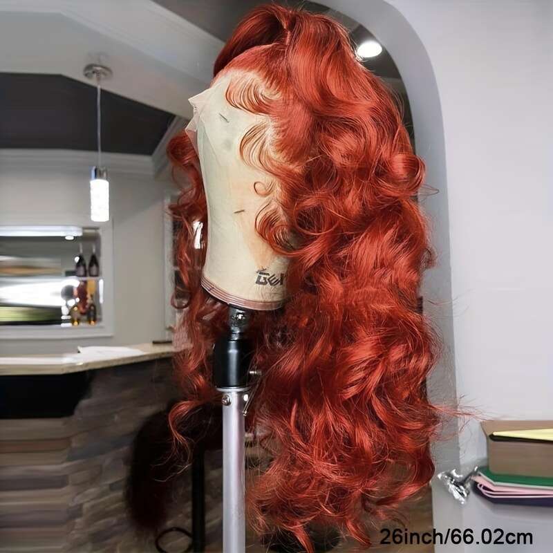 Vibrant Red Long Body Wave Women - 13X4 Front, Heat Resistant Fiber, Natural Looking For Daily Use & Halloween, Synthetic Lace Front Wig