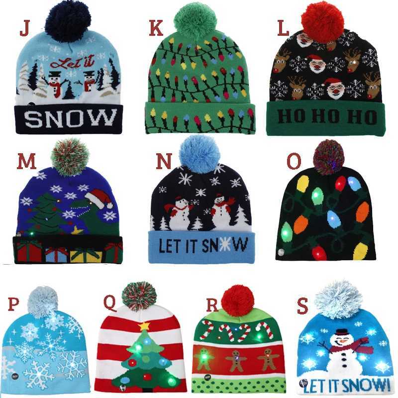 ON SALE 2025 New Year LED Knitted Christmas Hat Beanie Light Up Illuminate Warm Hat For Kids Adults New Year Christmas DecorW251027