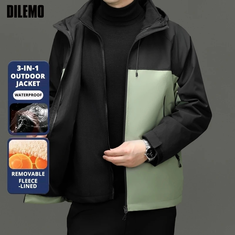 High End Graphene Silver Fur Inner Liner 3in1 Jacket Men Interchange Outdoor Sports Soft Shell Windbreaker Coats 251016