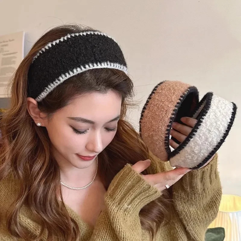 Fashion Wide Curly Plush Hair Hoop Hair Bands for Women Girls French Style Fleece Headbands Hairband Hair Accessories Headwear 251023