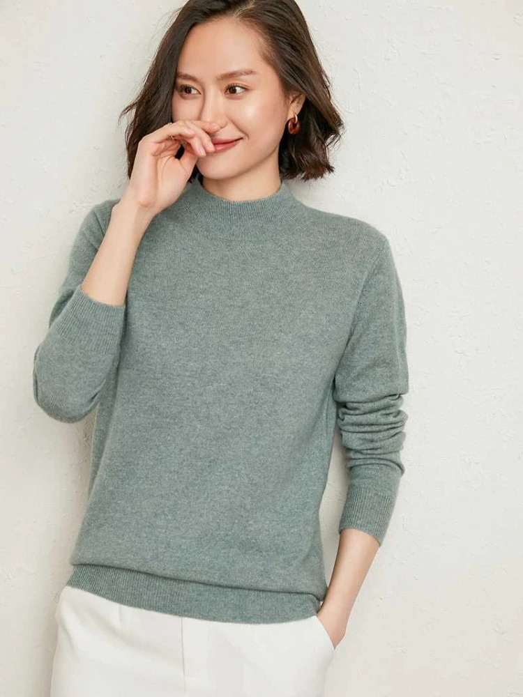 AOSSVIAO Long Sleeve Knitted Sweater Women Turtleneck Solid Autumn Winter 2025 Base Layer Pullover Warm Tops 251027