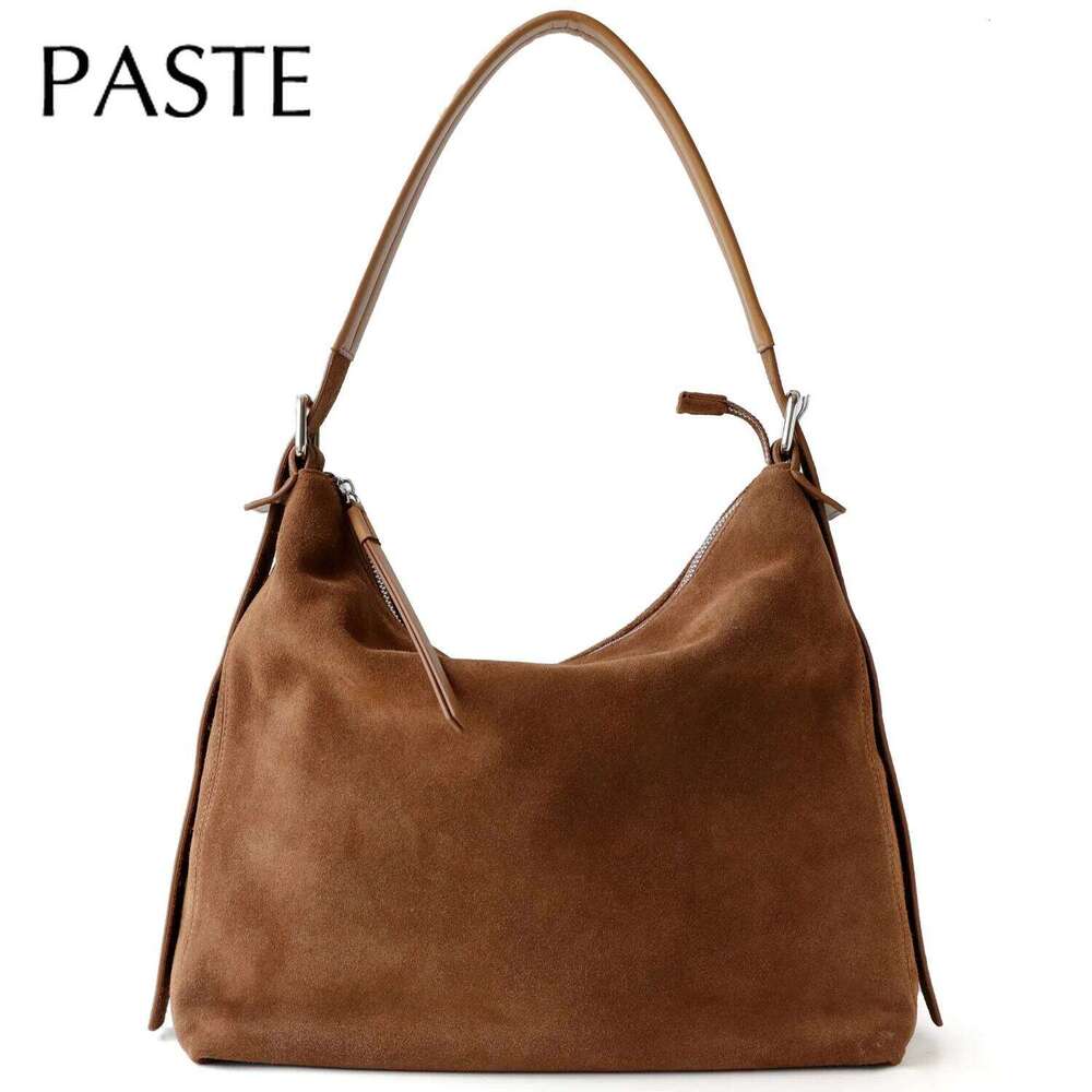 Designer Luxury New Hot Sale Simple Large Capacity Winter Travel Hobo Totes Camel Coffee Genuine Suede Leather Women Handbag