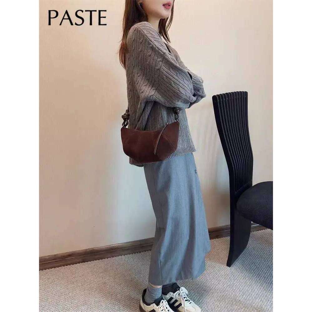 Designer Luxury Chic Hot Sale Half Moon Croissant Round Rope Strap Women Crossbody Small Genuine Suede Cow Leather Female Shoulder Bag