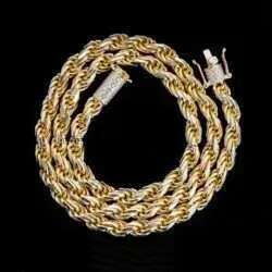 Ready to Ship 6mm Hip Hop Man Necklace Sterg Sier Iced Out Vvs1 Moissanite Dia Lock Gold Rope Chain