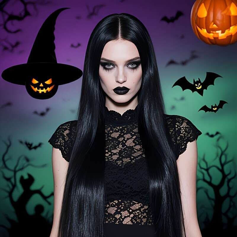 Women's Extra 31.5Inch Synthetic Heat-Resistant Vampire Gothic Party Hair, Natural Look Long Straight Wig For Halloween, Cosplay, Everyday - Easy