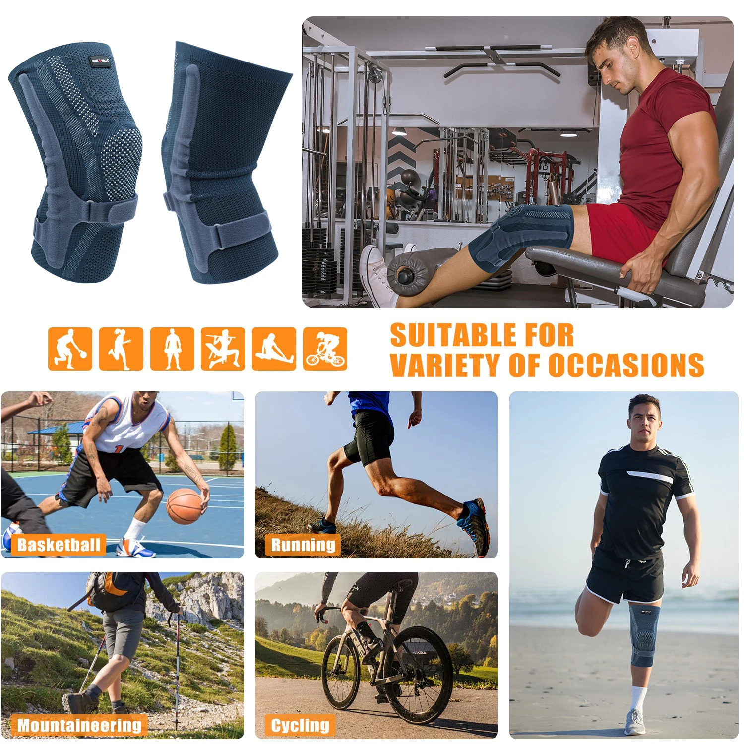 NEENCA Knee Brace with Patella Pad Side StabilizersKnee Compression Sleeve Support for Women and Men ACLPCL Running Sports 251023