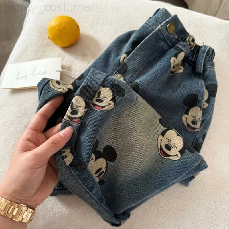 Disney Creative Mickey Boys and Girls New Cute Cartoon Pattern Casual Fashion Personality Versatile Loose Comfortable Jeans H251027