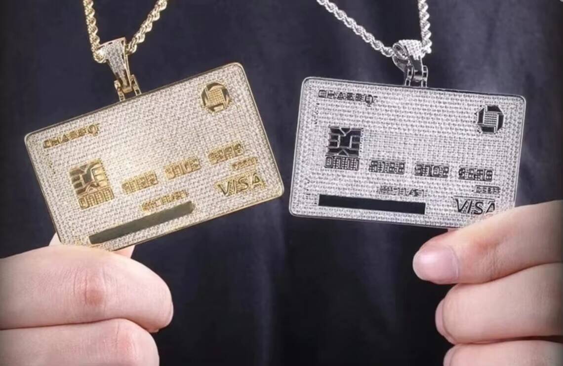 Credit Card Pendant 925 Sterling Silver VVS Moissanite Hip Hop Jewelry Custom Moissanite Pendant