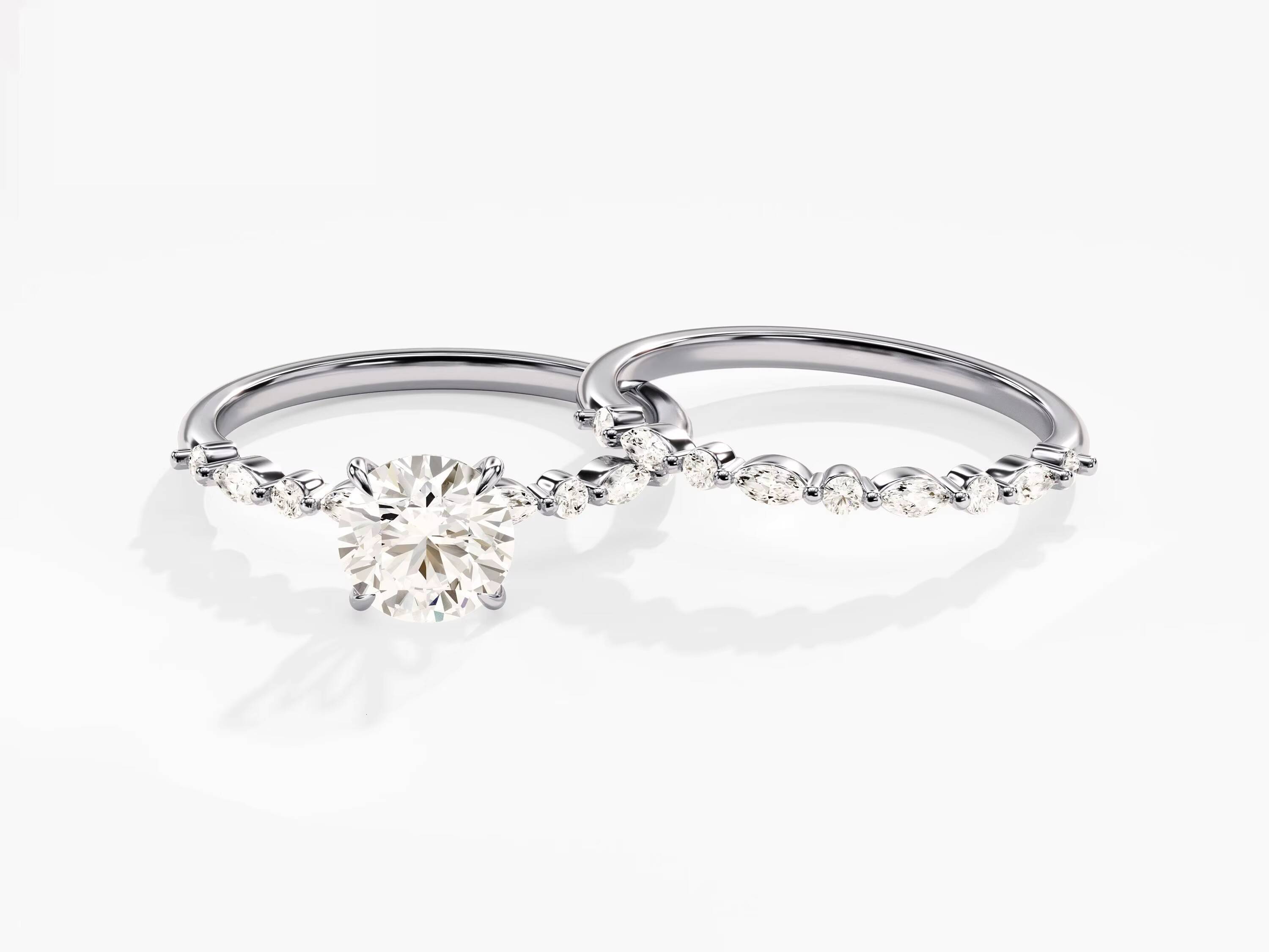 Vintage Wedding Diamond Set 15 CT Diamond Engagement Ring Set 14k 18k Gold Bridal Diamond Set for Women