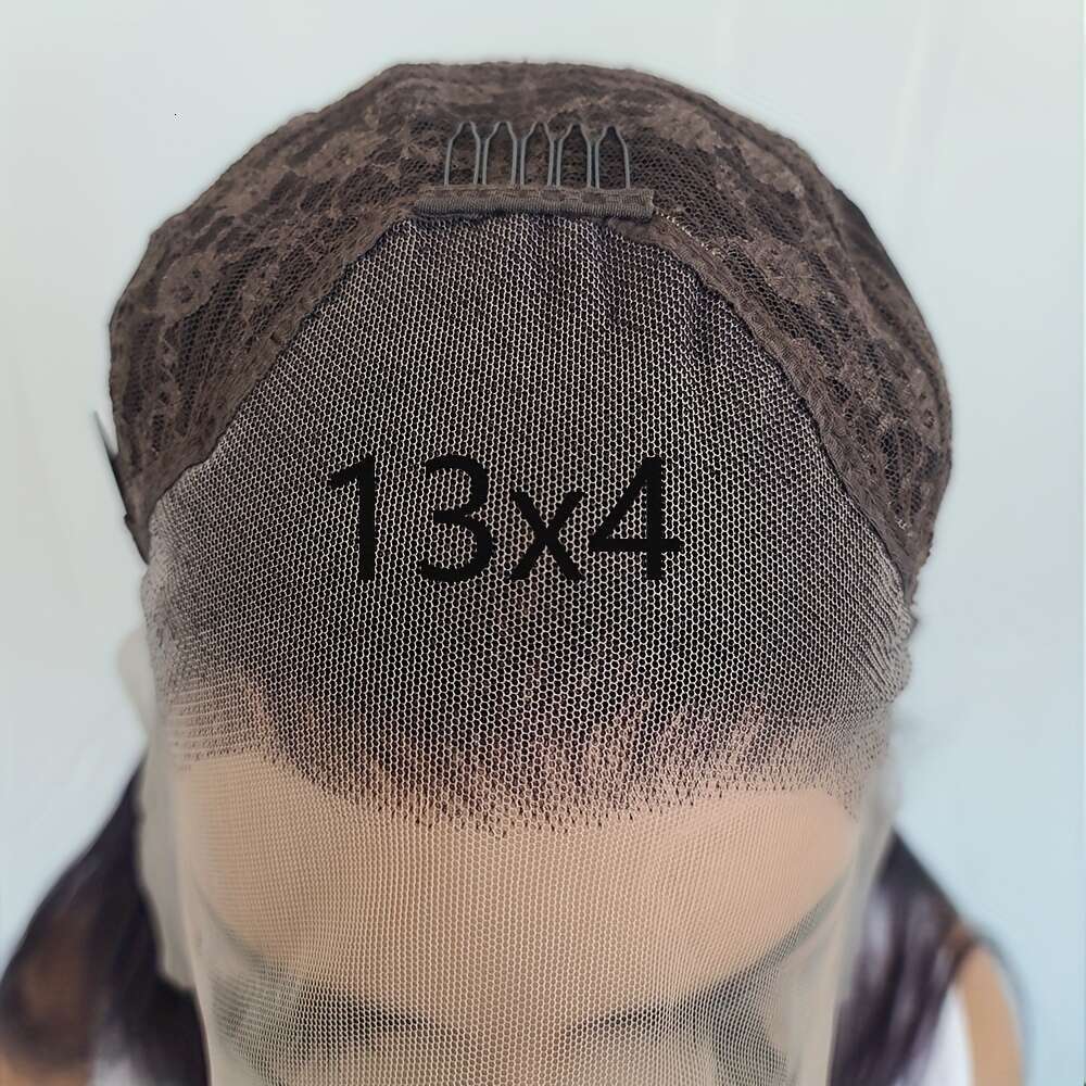 13X4 Fashionable Black Wig With White Highlights Women's Body Wave Synthetic 24 Inches - Perfect For Daily Wear, Work, Vacation, Party, Christmas