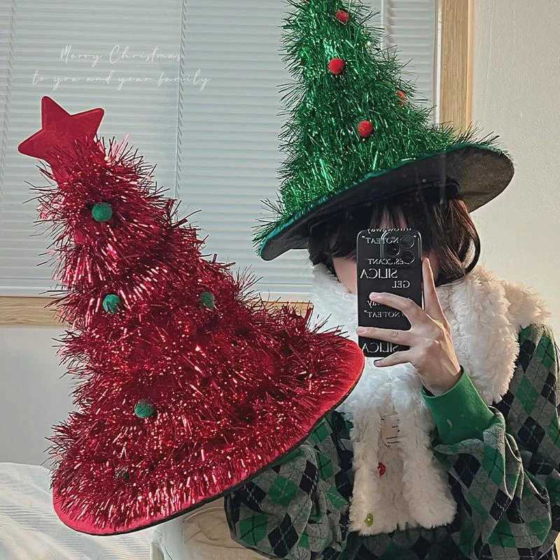 Christmas Hat Headwear INS Christmas Tree Hat 2026 New Year Party Atmosphere Photo Props Children Christmas Festival CostumesW251027