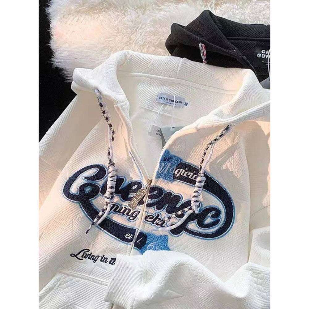 Oversized Hooded Sweatshirt Women Haruku Letter Graphics Print Hoodies Female Korean Fashion Vintage Casual Zipper Streetwear