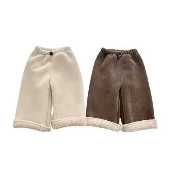 2025 Kids FleeceLined Wide Leg Pants Winter Loose Fit Trousers Cozy Straight Cut for Baby Girls Soft Warm ComfortableT251027