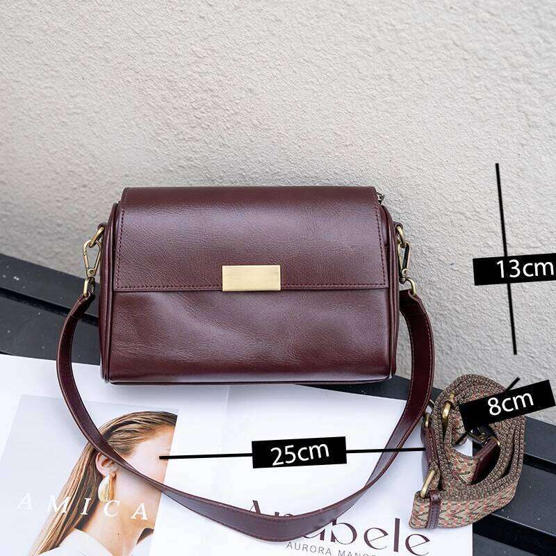 Women's Genuine Cowhide Leather Crossbody Retro Versatile Ladies Shoulder Bag Brand Accessories
