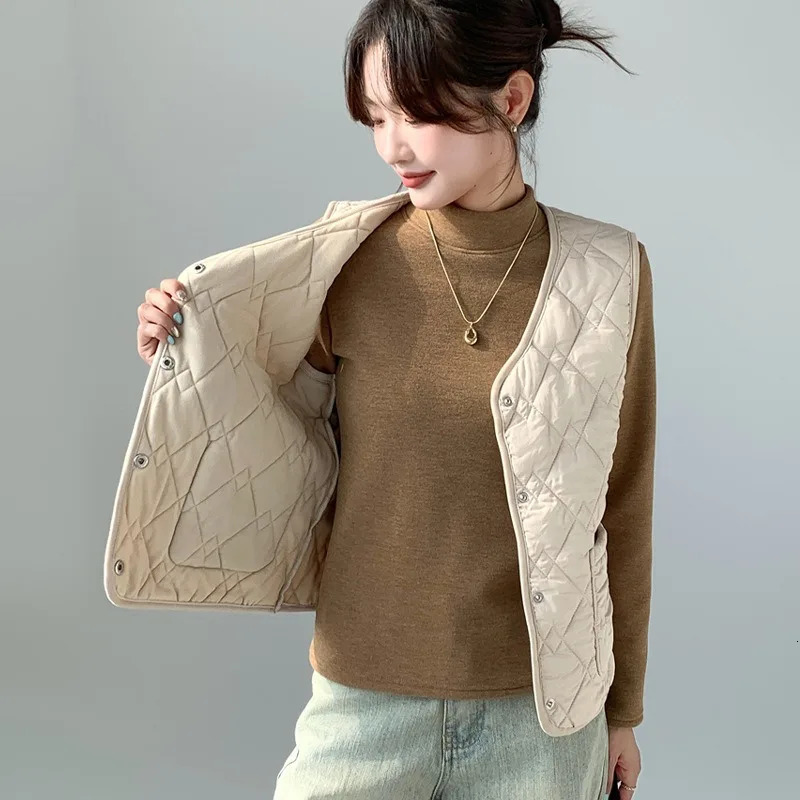 Womens Winter Fleece Lined Vest w Pockets Cropped Casual Athleisure Cardigan 251027