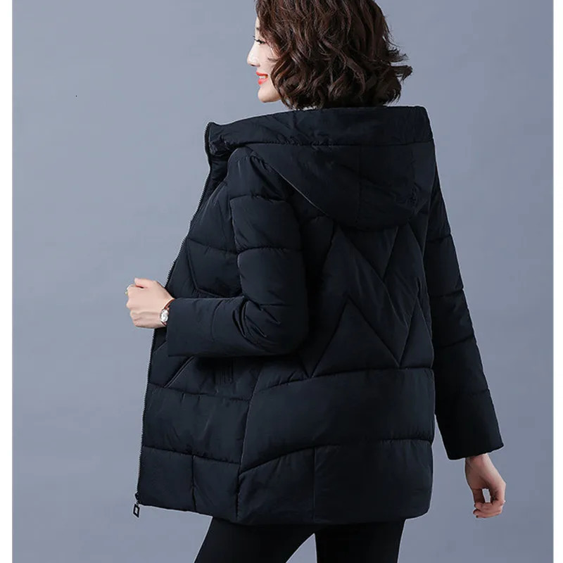 Winter Women Jacket Warm Parkas Female Thicken Coat Cotton Padded Long Hooded Outwear Casual Loose Snow Parka Jackets 251027