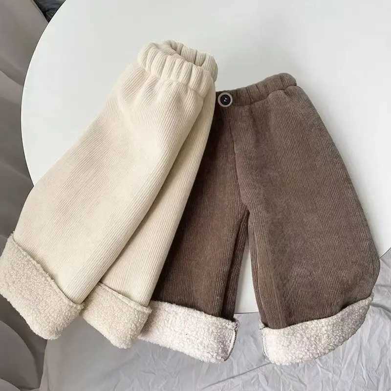 2025 Kids FleeceLined Wide Leg Pants Winter Loose Fit Trousers Cozy Straight Cut for Baby Girls Soft Warm ComfortableT251027