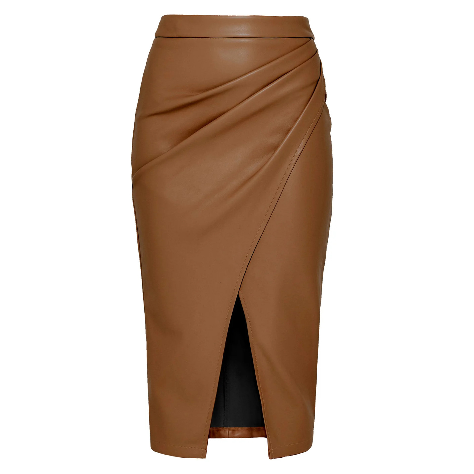 Skirts Women split autumn winter high waist zipper pile pleated leather sexy package hip Womens Clothing WSL6975 251027