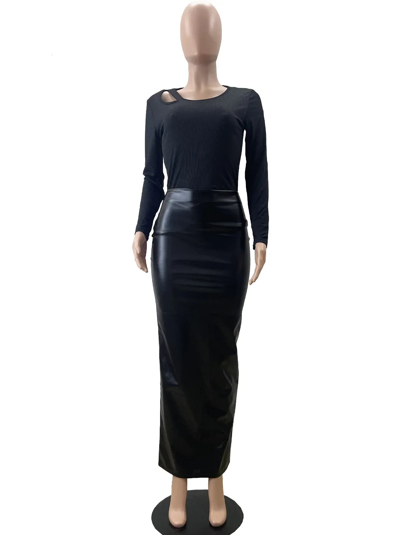 PU Skirt Midi Fashion Sexy Women High Waist Elastic Long Lady Casual Party 251027