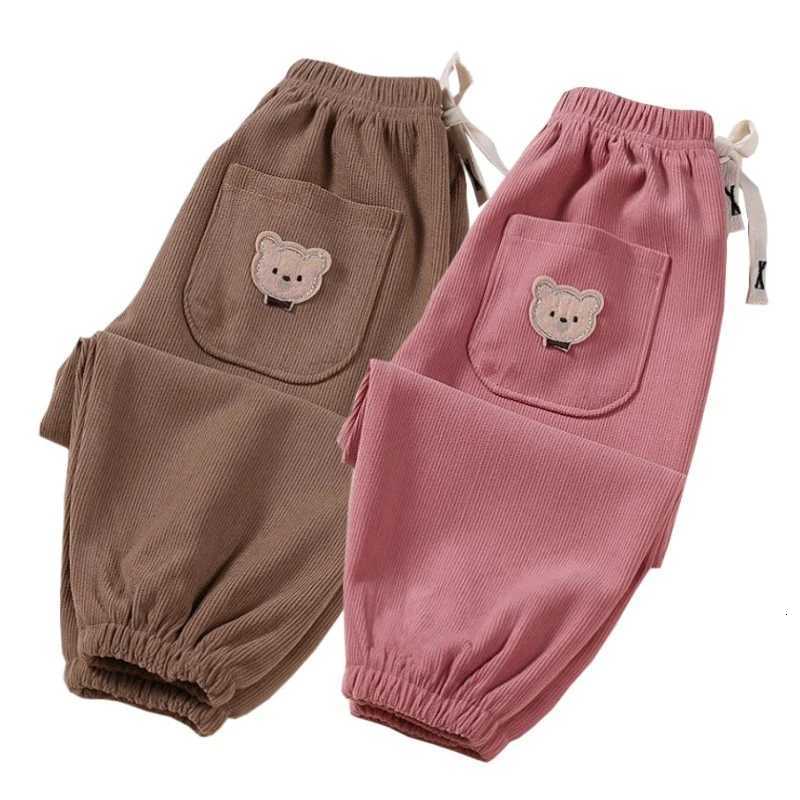 Corduroy Elastic Waistline Drawstring Trousers Autumn Boys Cartoon Pants Girls Outer Wear Sport Casual Pant Children Clothes NewT251027