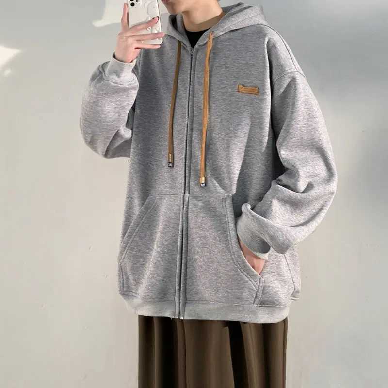 Full Zip Up Man Hoodies New in Luxury Simple Overfit Harajuku Fashion Korean Style Cheap Funny Cotton Black Sweatshirts for Men W251027