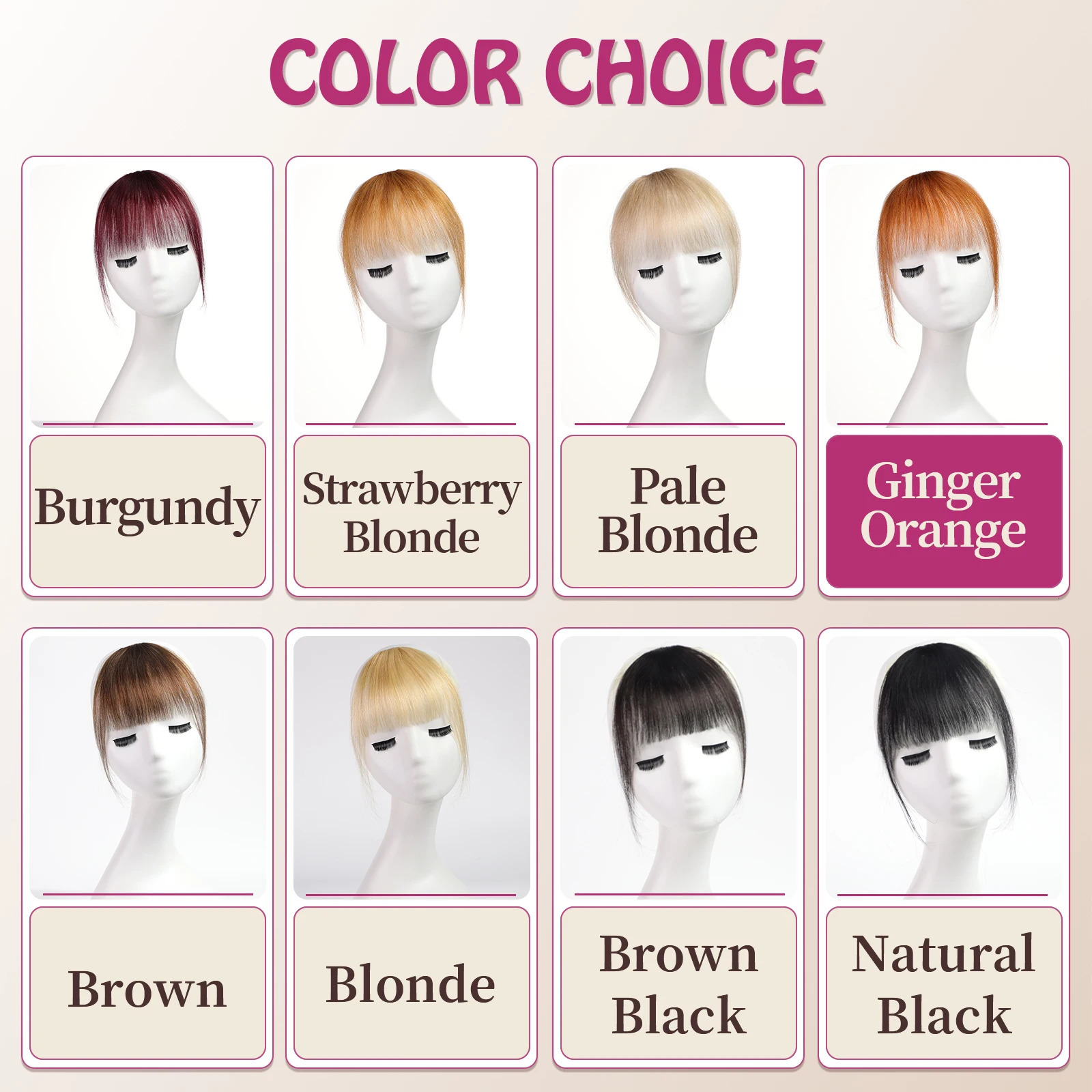 Bangs Clip in Air Bangs Ginger Orange Bangs Fringe with Temples Hairpieces 100 Real Human Hair Extensions for Women Daily Wear 251014