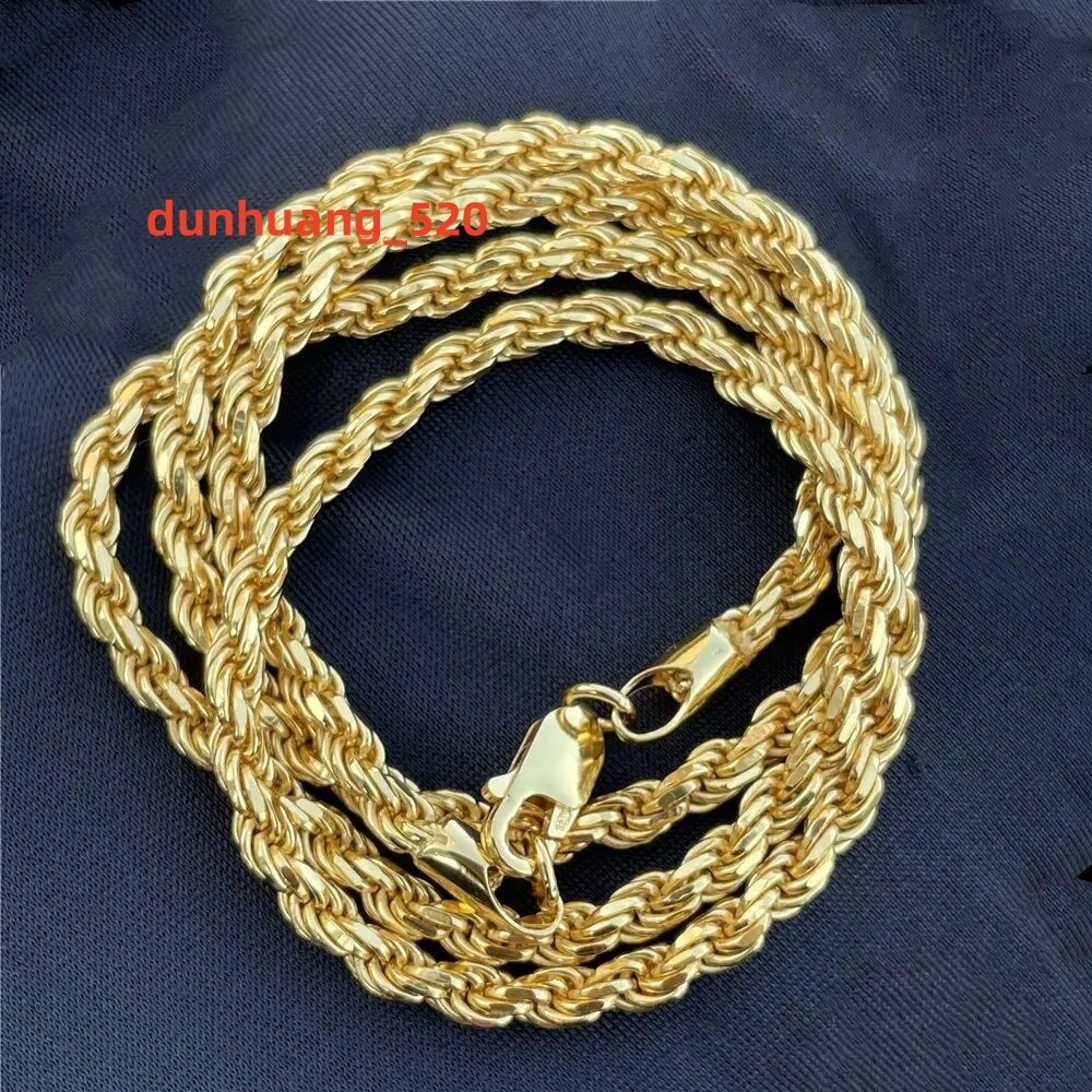 Large Stock Hip Hop Jewelry 19mm60mm Rope Chain Necklace 925 Sterling Silver Gold Plated Rope Chains