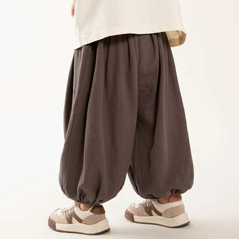 2025 Spring Autumn Kids Thin lantern pants solid color loose harem pants Comfortable and breathable Boys Girls TrousersT251027