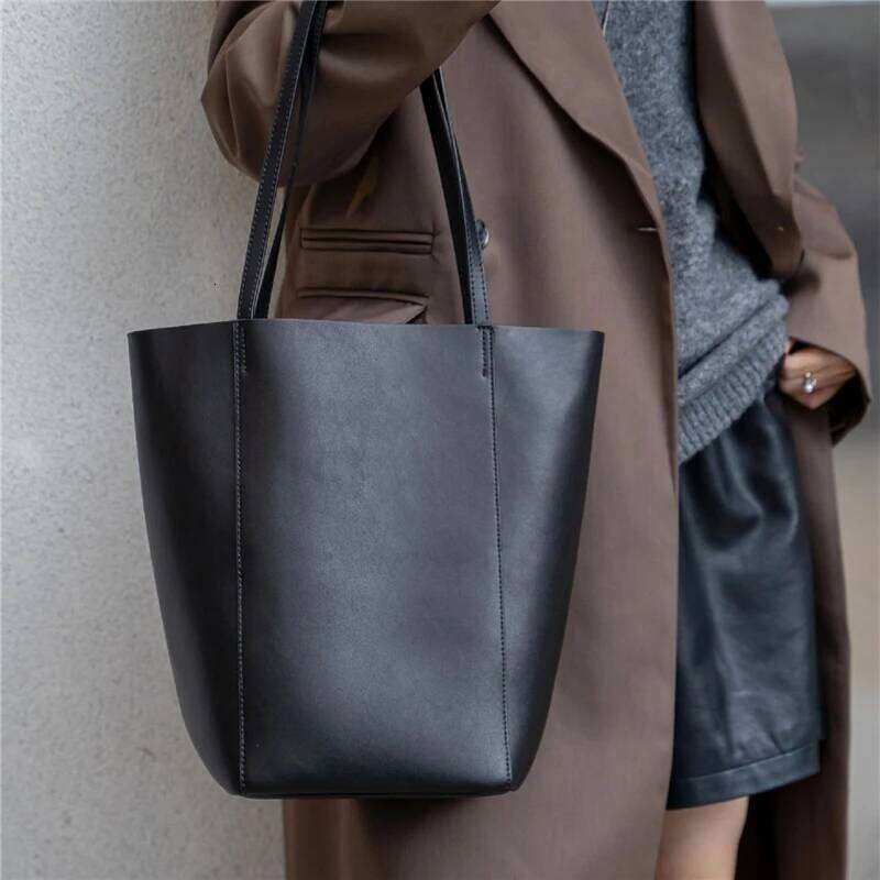 Hifashion Cowhide Genuine Leather Large Shoulder Tote Bags For Women 2025 Designer Bucket Shopper Work Ladies Handbags