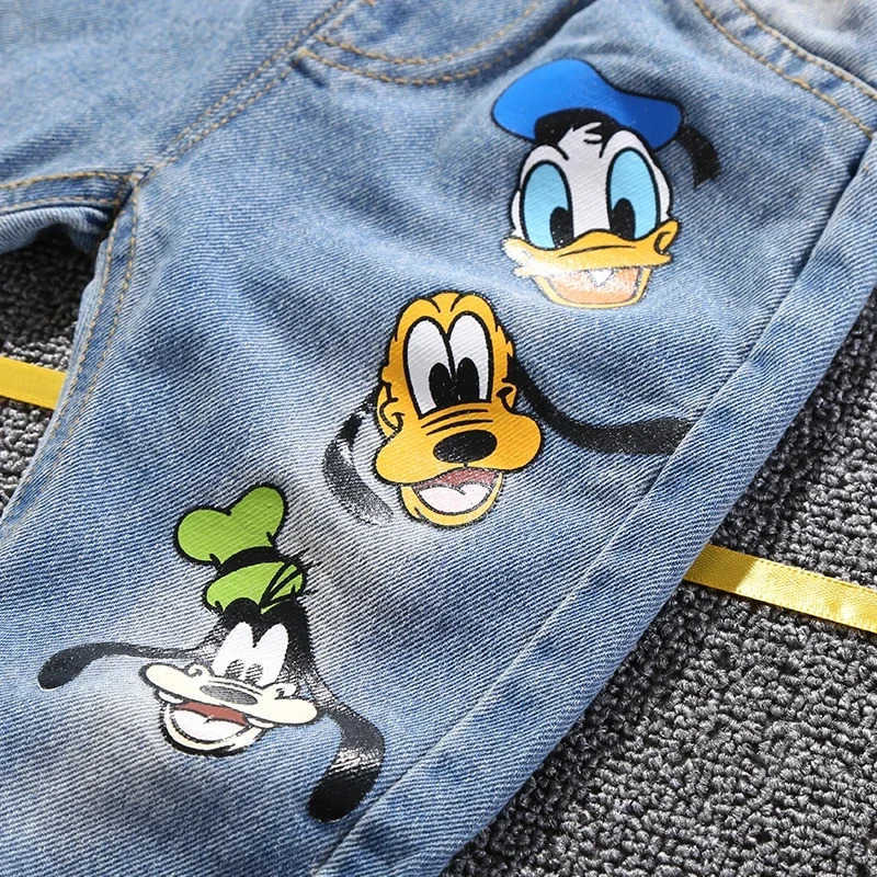 Disney High Quality Kids Mickey Mouse Fashion Ripped Jeans Clothes Spring Autumn Baby Boys Girls Jeans Denim Pants Children Trousers H251027