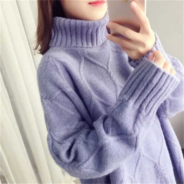 Thicken Warm High Collar Sweater For Women Pullovers Casual Autumn Winter Pull Femme Loose Bottoming Tops Knitwears ClothesT251027