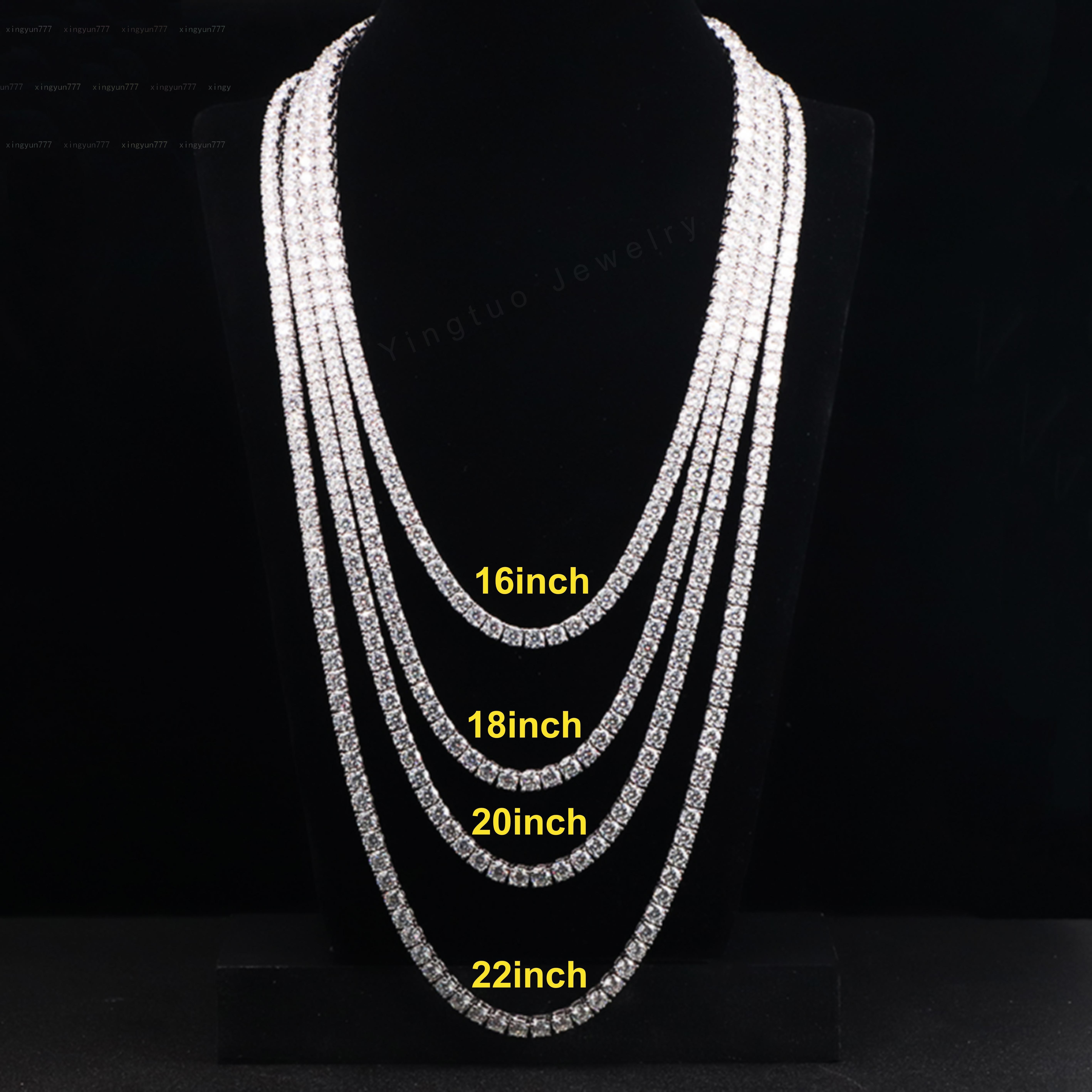 Trendy Tennis Moissanite Necklace 18K Gold Plated 925 Silver Claw Setting Link Chain for Engagement Parties